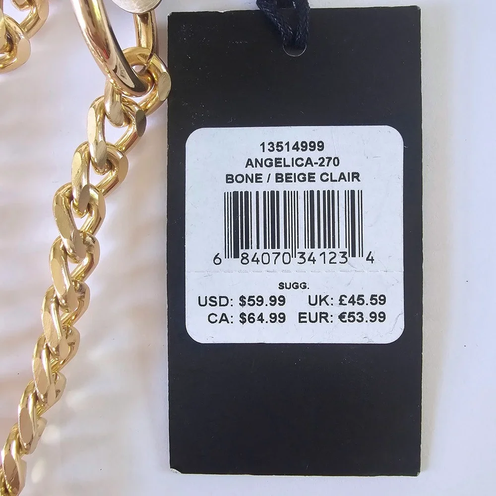 NWT Rachel Zoe Angelica Shoulder‎ Bag Purse Bone Beige Tufted Gold Chain Leopard - Picture 6 of 10